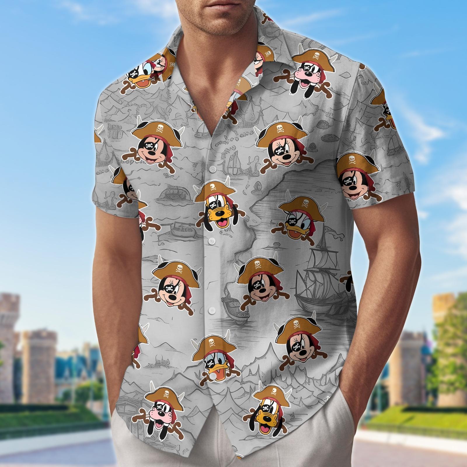 Men's Hawaiian Shirt Middle Earth Map Pattern Casual Short Sleeve