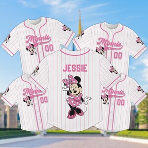 Minnie Mouse Baseball Jersey, Cute Disney Shirt for Her, Matching Disney Trip Outfit, Disney Minnie Jersey Shirt, Jersey For Kids