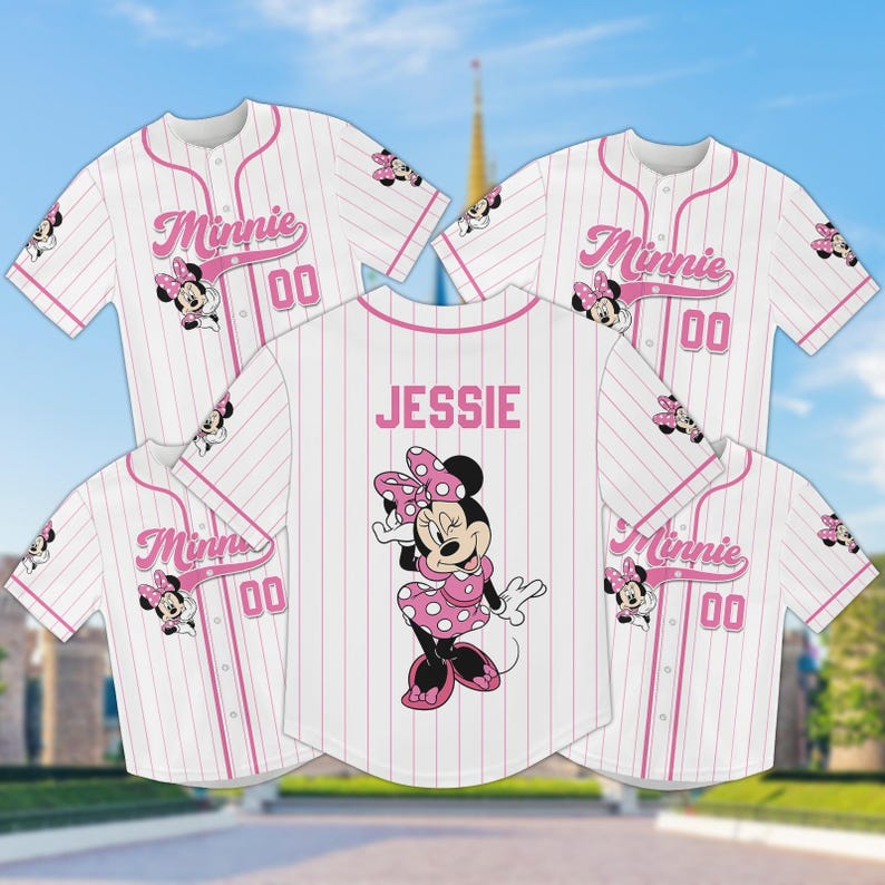 Minnie Mouse Baseball Jersey, Cute Disney Shirt for Her, Matching Disney Trip Outfit, Disney Minnie Jersey Shirt, Jersey For Kids