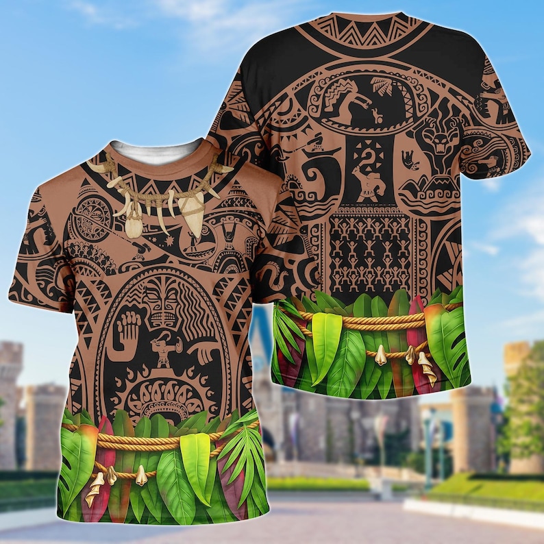Maui Costume 3D T-Shirt, Moana Disney Hoodie, Polynesian Tattoo Sweatshirt, Maui Costume Cosplay Outfit, Disney Trip Shirt