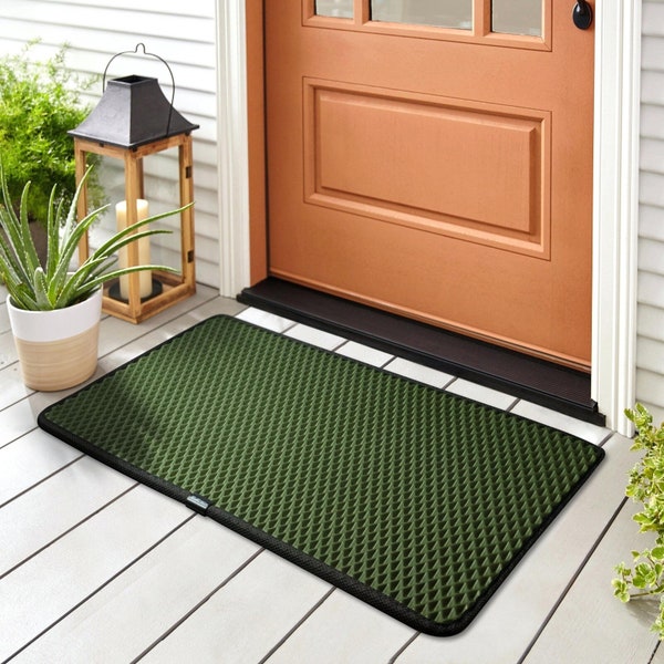 Paillasson vert en 3 tailles, tapis de porte antidérapants, paillassons lavables à l'extérieur, tapis d'extérieur, décoration de porte d'entrée