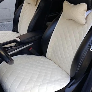 Ivory Alcantara Seat Covers, Universal Fit Car Seat Covers, Car Interior Kit, Custom Seat Covers, Heat Resistant and Nonslip  Seat Cover
