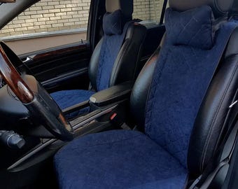 Dark Blue Custom Seat Covers, Universal Fit Car Seat Covers, Alcantara Seat Covers, Car Interior Kit,Heat Resistant & Nonslip  Seat Cover