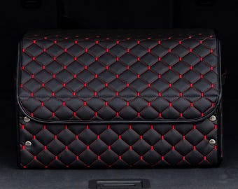 Organizador de maletero de coche con logotipo personalizado en negro y rojo y sistema de fijación magnética, organizador de maletero de coche en 5 tamaños y 6 colores