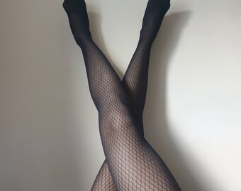 Worn Smelly Black Pattern Tights Size L