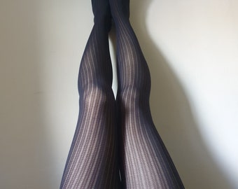 Worn Smelly Black Pattern Tights Size L