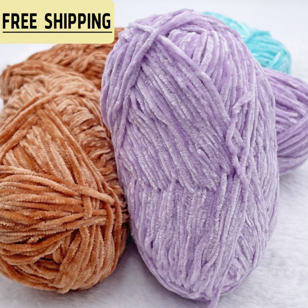 Very Soft Velvet Yarn, Chenille Soft Yarn 40 Gram For Amigurumi And Crafting, Soft Crafting Thin Velvet Yarn