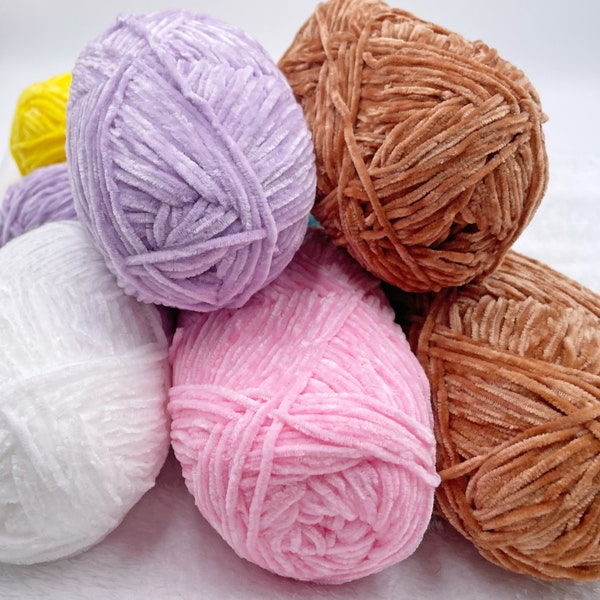 40 Gram Very Soft Velvet Yarn, Chenille Soft Yarn For Amigurumi And Crafting, Soft Crafting Thin Velvet Yarn