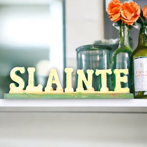 Slainte Sign, Wood Bar Sign, Irish Toast, Gaelic Drinking Sign, irish Blessing, Irish Decor, Reclaimed Wood Sign, College Decor