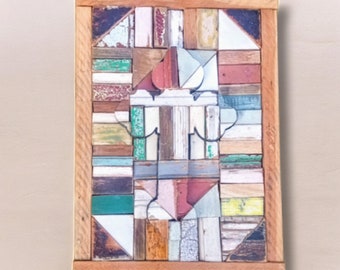 Mosaic Serbian cross, orthodox cross, Christian decor, reclaimed cross, wood wall cross, religious wall art, upcycled wood art