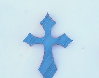 Blue Wall Cross, Primitive Decor,  Blue Cross , Distressed Cross, Religious Decor, Rustic Wood Cross, Christening Cross,  Nursery Cross