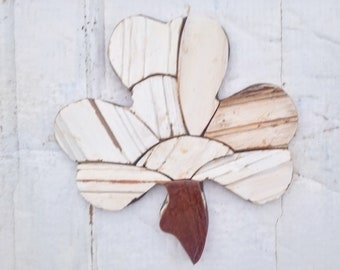 White Shamrock, Irish Decor, Reclaimed Wood Decor, Wood Wall Shamrock, Celtic Decor, Nursery Decor, Distressed Shamrock, Irish Wall art