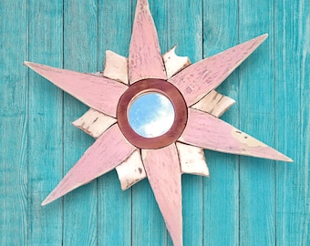 Sunburst Mirror Reclaimed Wood Mirror, Coastal Mirror, Starburst Mirror, Sun Burst Mirror, Reclaimed Wood Wall Art, Boho Home Decor