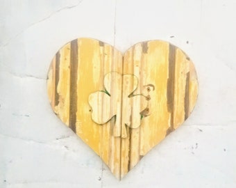 Irish Heart, Nursery Decor, Reclaimed Wood Heart, Wood Wall Decor, Reclaimed Wood Decor, Irish decor, shamrock heart, front door heart