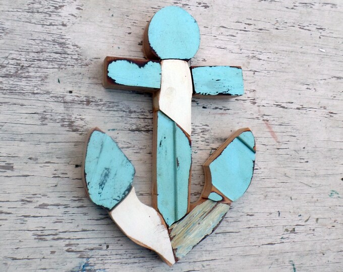 Mosaic Anchor Wall Art, Reclaimed Wood Anchor, Boho Decor, Nautical Decor, Nautical Nursery