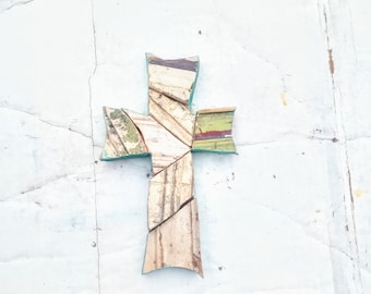 Wood Mosaic Cross, Reclaimed Wood Cross, Christian Decor, Distressed Cross Religious Wall Art Wooden Wall Cross, Rustic Cross