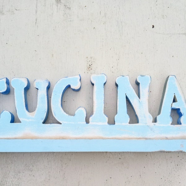 Wood Cucina Sign, Italian Kitchen Sign, Salvaged Wood Sign, Custom sign, Italian Decor, Reclaimed Wood Sign, Chippy Decor