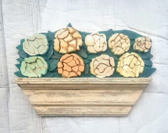 Flower Wall Art, Summer Decor, Garden Art, Wooden FlowerS, Floral Decor, Southern Folk Art, Rustic Carnations,, Wooden Roses
