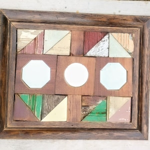 Reclaimed Wood Mirror, Bathroom Mirror, Wood Wall Art, Decorative Mirror, Boho Room Decor, Rustic Mirror,, Bohemian Decor, Mosaic Mirror
