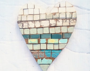 Mosaic Heart, Nursery Decor, Reclaimed Wood Heart, Rustic Wood Decor, mosaic Heart, Distressed heart Farmhouse Decor, Salvage Decor