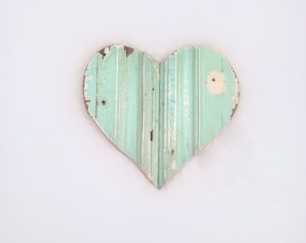 Aqua  Heart, Nursery Decor, Reclaimed Wood Heart, Wood Wall Decor, Reclaimed Wood Decor, Chippy Heart Farmhouse Decor, turquoise heart