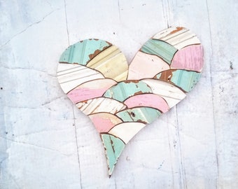 Asymmetrical Heart,Mosaic Heart, Reclaimed Wood Heart, Bohemian Decor, Wood Wall Art Boho Wall Decor, Architectural Salvage, chippy heart