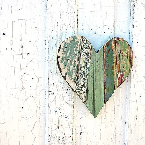 Wood Mosaic Heart, Nursery Decor, Green Heart, Reclaimed Wood Art, Rustic Heart, Recycled Wood Wall Art, Mosaic Decor, Salvaged Wood Heart