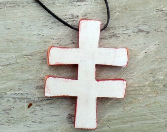 Cream Slovak Cross, Salvaged Wood Cross , Wooden Wall Cross, Religious Decor, Cross Ornament, Reclaimed Wood Cross, Rustic cross