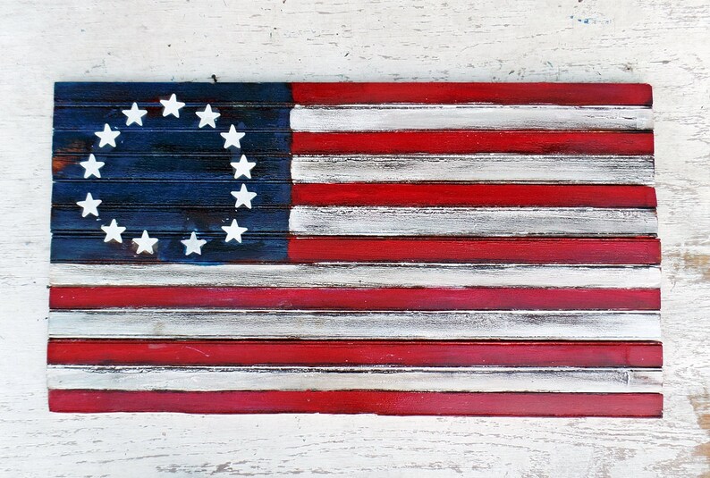 Wooden American Flag Reclaimed Wood Decor Distressed Flag Etsy