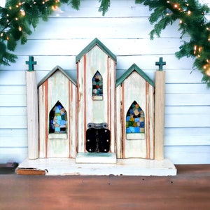 Reclaimed Wood Church, Religious Wall Art, Christian Decor, Reclaimed Wood Art, Christian Art, Rustic Wood Art, Rustic Church