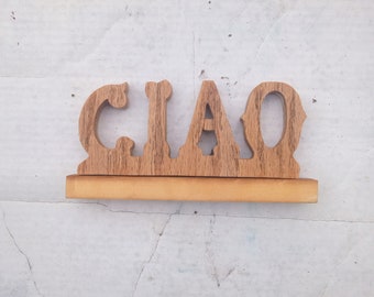 Signo de Ciao, decoración del hogar apenada, signo de barra de madera, signo de madera personalizado, decoración italiana, decoración de restaurante, signo italiano, decoración Boho