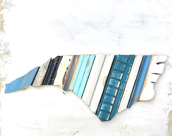 Wood North Carolina, Wooden State Outline, Reclaimed Wood Art, Rustic Wall Art Tar Heel Wall Art, Wooden State Cutout, Architectural Salvage