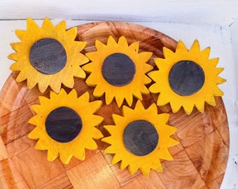 Wooden Sunflower, Rustic Fall Decor, Farmhouse Decor, Sunflower Bowl Filler, Fall tiered tray decor