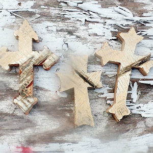 Three Crosses,Wooden Wall Crosses, Primitive Decor,  Rustic Cross , Distressed Cross, Religious Decor, Beige Crosses , Christian Decor