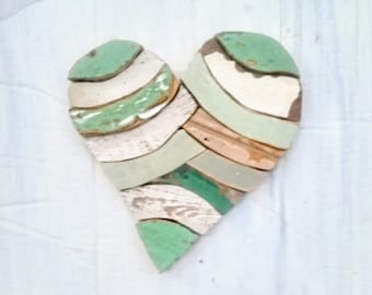 Green Heart, Distressed Heart, Nursery Decor, Reclaimed Wood Heart, asymmetrical heart, Reclaimed Wood Decor Chippy Heart Farmhouse Decor