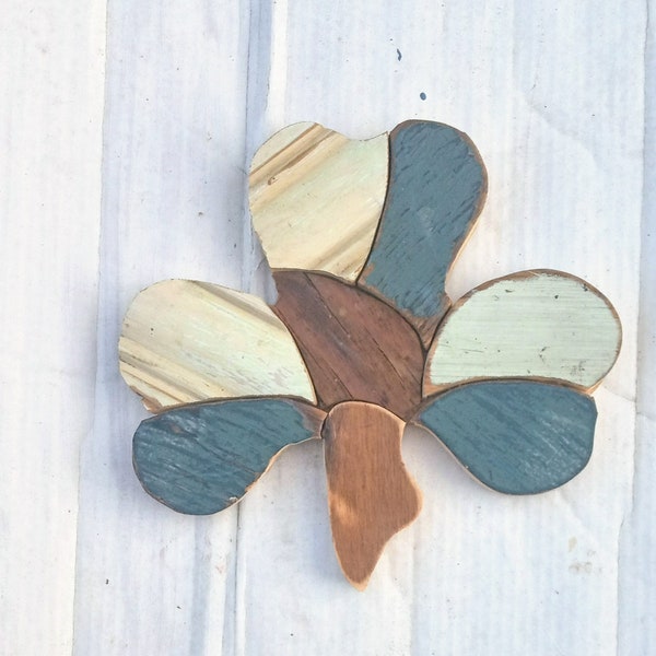 Wooden Shamrock,Reclaimed Wood Wall Art, Irish Decor, Wood Mosaic Art Irish Wall Decor Rustic Wall Art Wood Shamrock, Celtic Decor