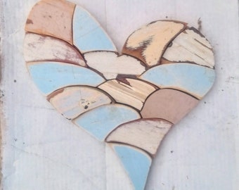 Asymmetrical Heart,Mosaic Heart, Reclaimed Wood Heart, Bohemian Decor, Wood Wall Art Boho Wall Decor, Architectural Salvage, chippy heart