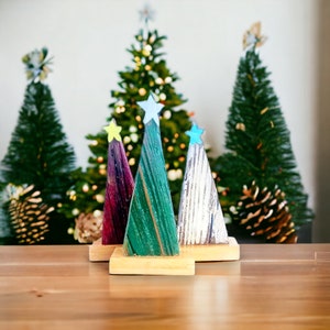 Set of 3 Trees, Rustic Wood Trees, Tabletop Trees, Reclaimed Wood Christmas, Primitive Trees, Holiday Decor, shelf Sitting Trees