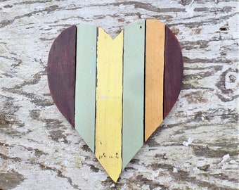Mosaic Heart, Nursery Decor, Reclaimed Wood Heart, Bohemian Decor, Wood Wall Art Boho Wall Decor, Architectural Salvage, Sea Foam heart