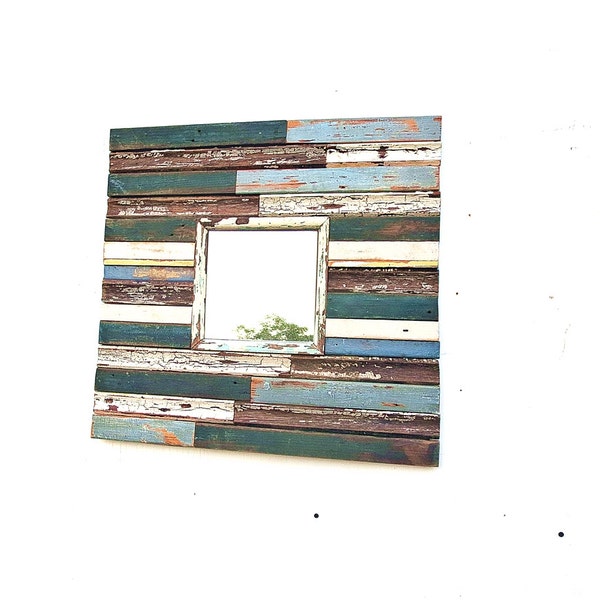 Reclaimed Wood Mirror, Rustic Mirror, Wooden Wall Mirror, Rustic Wall Decor, Reclaimed Wood Wall Art Recycled Wood Mirror Wood Mosaic Mirror