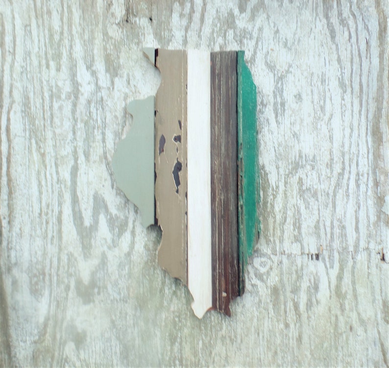 Illinois Decor Reclaimed Wood Wall Art Rustic State Outline Etsy