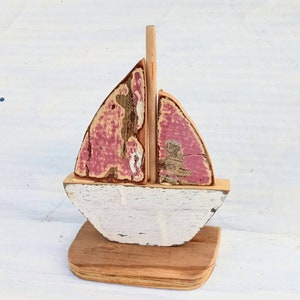 Small Sailboat, Nautical Art, Coastal Decor, Reclaimed Wood Decor, Beach House Decor, Rustic Nautical Art, Wooden saiboat