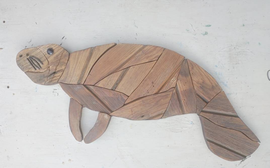 Manatí de madera Decoración de la Florida Arte náutico de la | Etsy