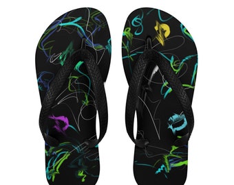 Unisex Flip Flops für Damen und Herren, leichte Zehensandalen für Indoor und Outdoor Beach, Sommer - String Theory Design ( 44-46 - 40-42 )