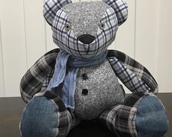 Memory Keepsake Bear Bears made with loved ones clothing 18”  Free Shipping to continental USA