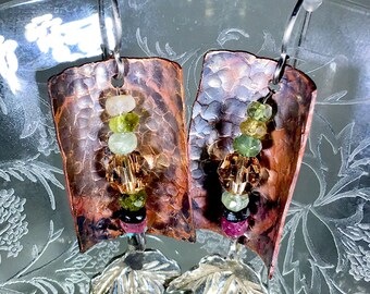 Leaftime Splendor Earrings leaves flourite copper