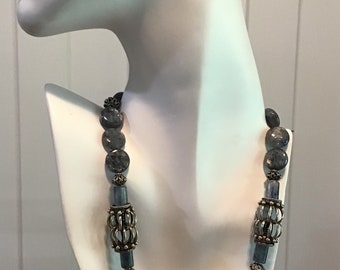 Stunning Royalty designed necklace with Thai Silver large beads and unique spacer beads Kyanite!