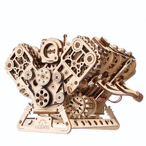 UGEARS V8 Motor Model Kit – 3D Wooden Puzzle DIY Construction Set