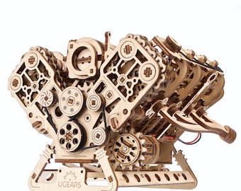 UGEARS V8 Motor Model Kit – 3D Wooden Puzzle DIY Construction Set