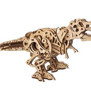 UGEARS Tyrannosaurus Rex - Mechanical 3D Wooden Puzzle, Movable Dinosaur Model Kit, Sustainable DIY Craft for Home Decoration Present walks